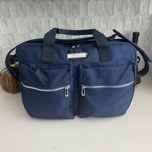 Bella Russo Navy Blue Nylon Travel Bag With Dual Handles & Adjustable Strap